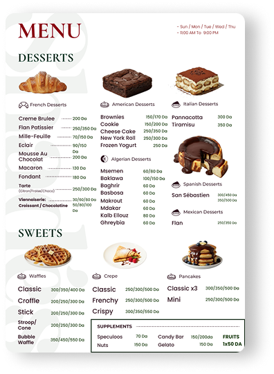 Sweets Menu